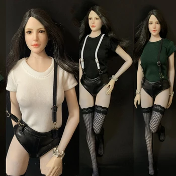 

CJG-W019 1/6 scale female girl leather suspender shorts & T-shirt for 12inches action figure doll toys model no head no body