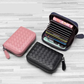 

Genuine Leather Card bag Men's Large Capacity Bank-Card Holder Zipper Pocket Money Bag Card Wallet Leather Wallet Card Case