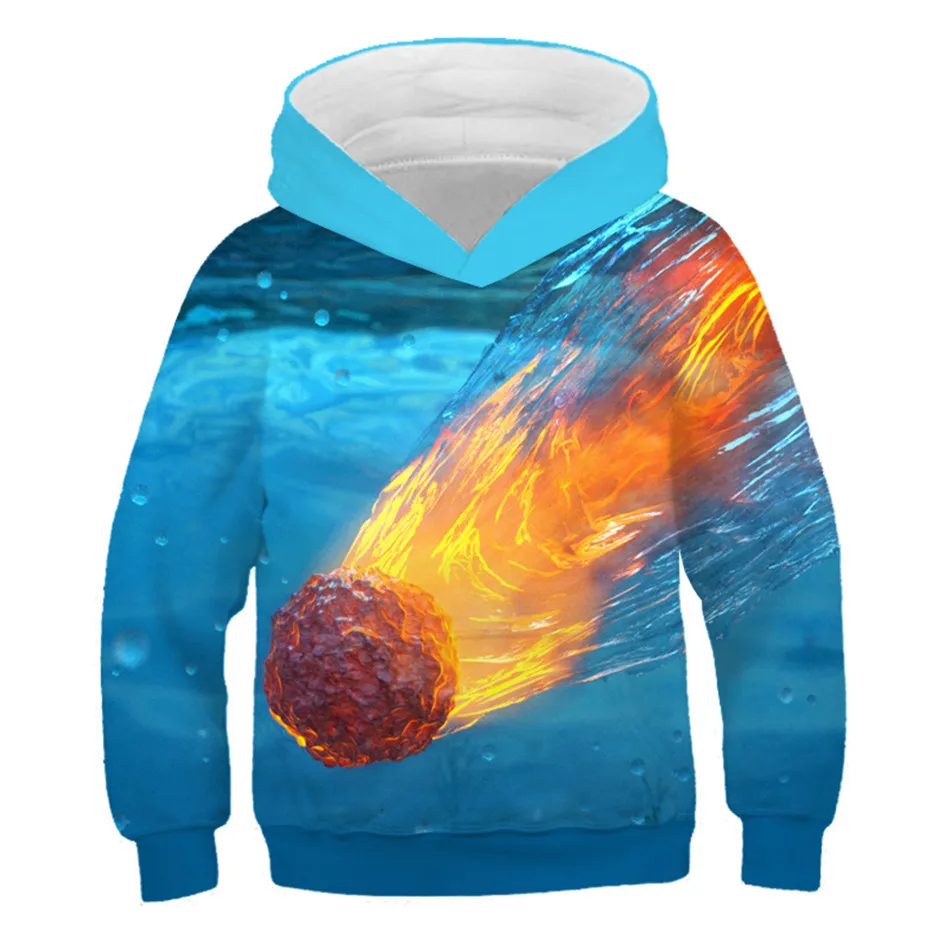 Autumn Kids Space Galaxy 3D Hoodies Fire Football Colorful Paint Printing Boys Girls Sweatshirts Children Fashion Pullovers