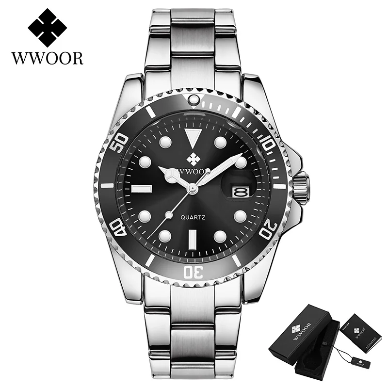 WWOOR Gold Watch Mens 30ATM Luxury Diver Watch Steel Sport Quartz Watch For Men Luminous Waterproof Watch Relogio Masculino Gift cheap diving watches Sports Watches