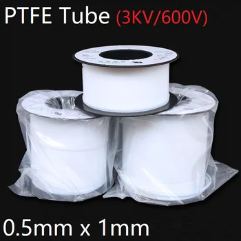 

PTFE Tube ID 0.5mm x 1mm OD F46 Insulated Capillary Heat Protect Transmit Hose Rigid Pipe Temperature Corrosion Resistance 600V
