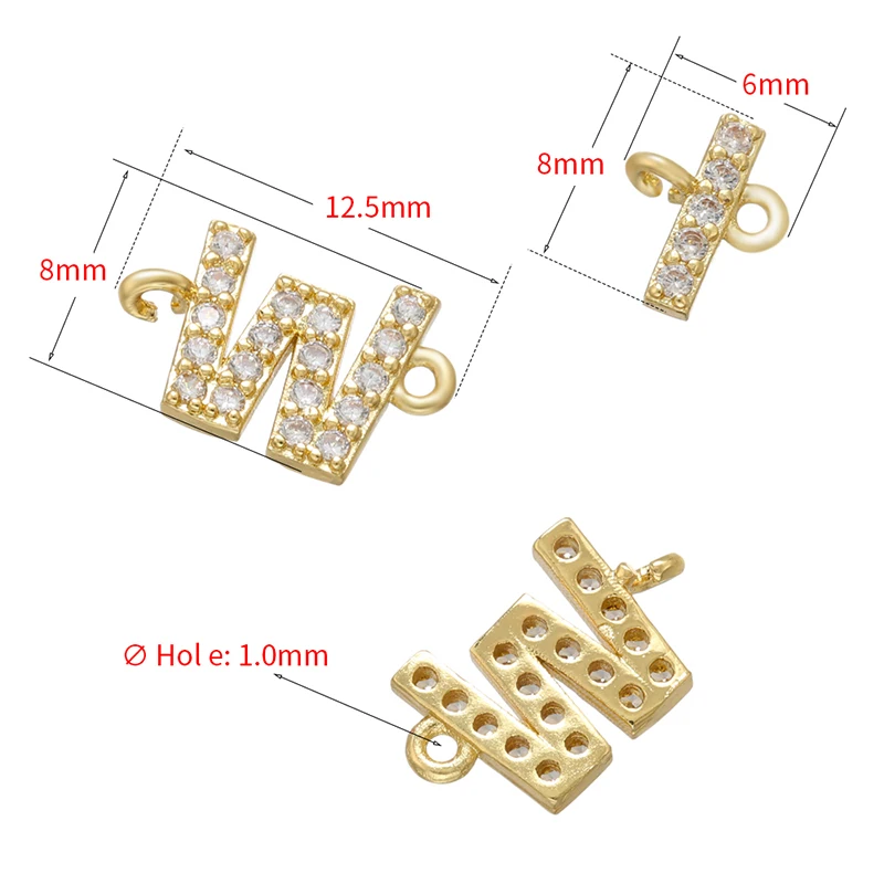 ZHUKOU 8x10mm gold color 26 letter connector for DIY handmade Bracelet Jewelry making accessories Supplies wholesale VS461