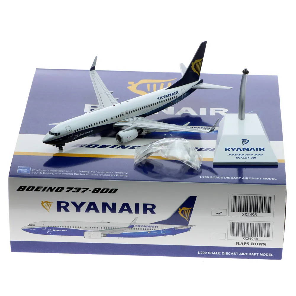 1:200 Alloy Collectible Plane JC Wings XX2496 Ryanair Boeing 737