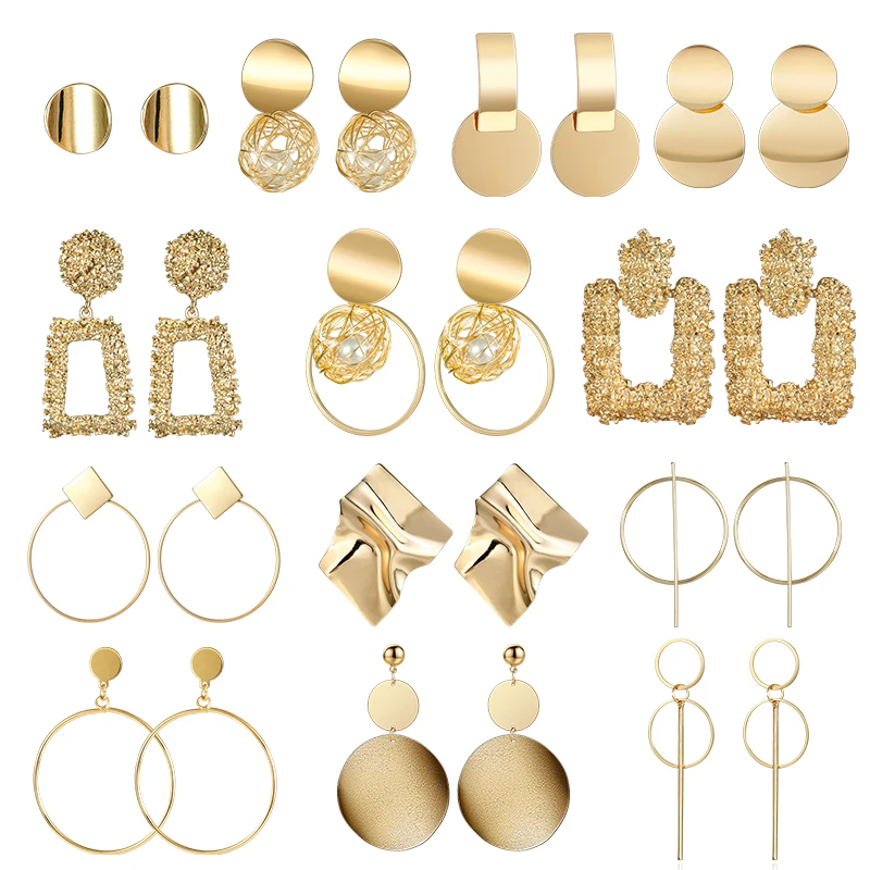 Geometric Earrings Female Jewelry Hanging Statement Fashion Modern Women Big Metal 