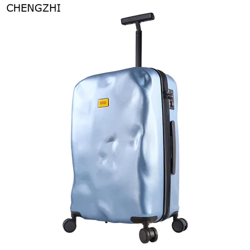 blue CHENGZHI Личность ретро повреждения Стиль PC чемодан на колёсиках Spinner бренд путешествия Suitcas на колесах 2" 22" 2" 26" 29 дюймов - Цвет: blue