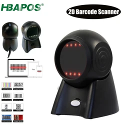 Lecteur de codes barres à plateforme 1D 2D, câble USB filaire, Scanner de barres omnidirectionnel mains libres pour magasin de supermarché, HBA 2010NEW 