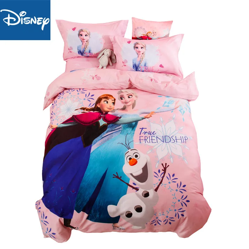 Набор постельного белья disney, домашний текстиль, пододеяльник, пододеяльник, простынь, 3-5 шт., рождественский подарок, розовый, замороженный, акция