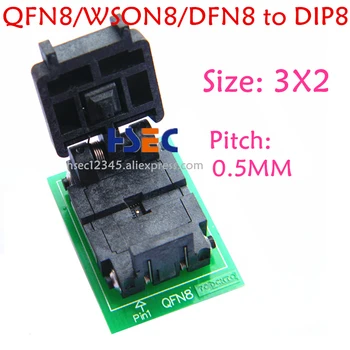 

Original QFN8 to DIP8 Programmer Adapter WSON8 DFN8 MLF8 to DIP8 socket for 25xxx 6x5 3x2 8x6mm Pitch=1.27mm free shipping