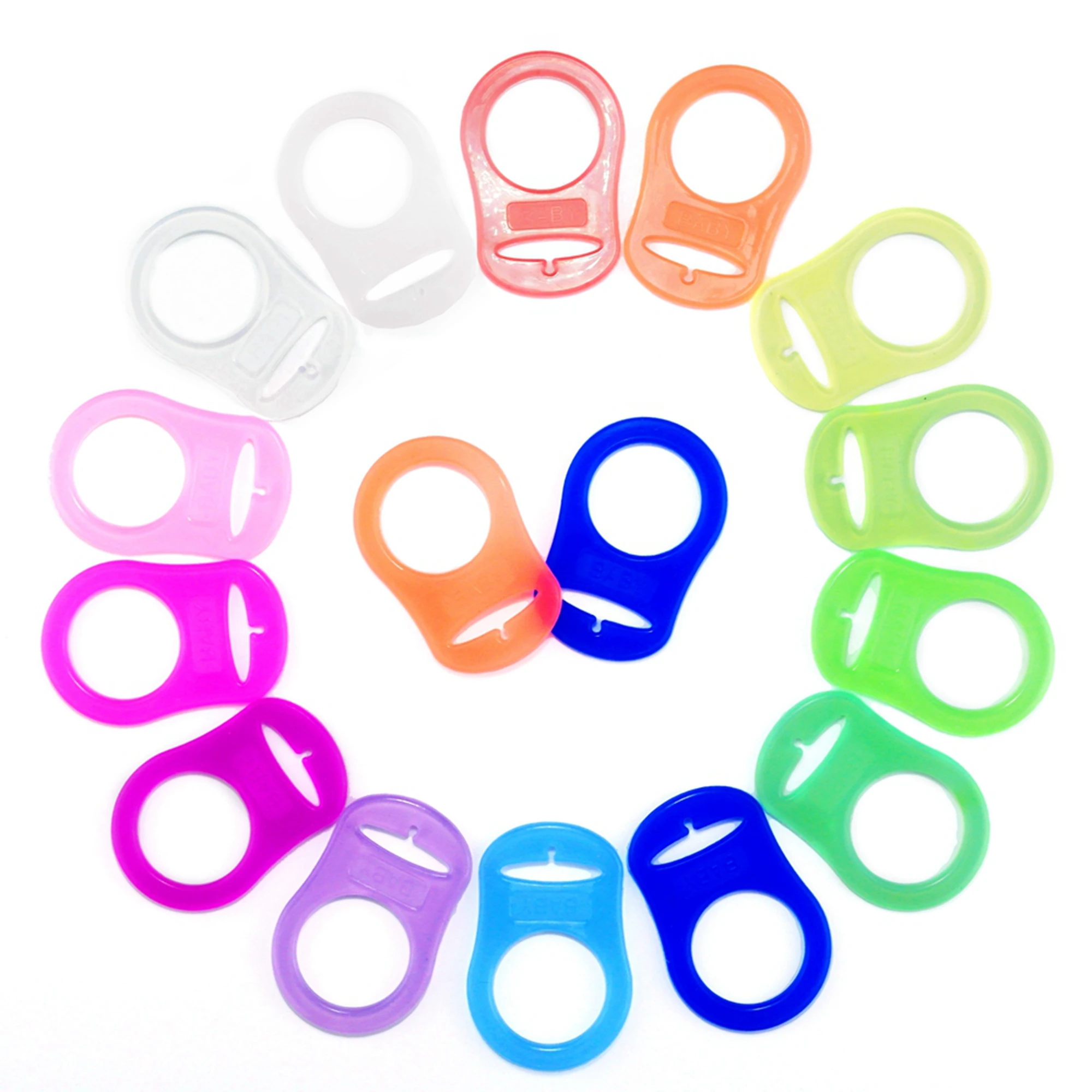 Dhl 500pcs Mixed 13 Colors Bpa Free Silicone Pacifier Ring For Pacifier