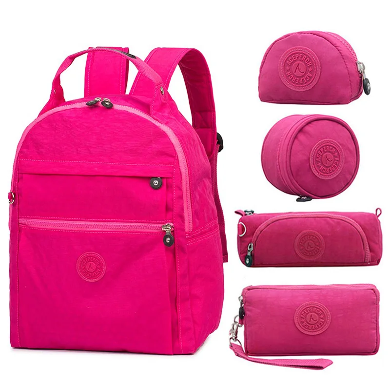 5 pieces Rose Red Aceperch повседневный рюкзак для девочек, школьный рюкзак, женский рюкзак для ноутбука, школьные сумки для подростков, девочек, брелок "Обезьяна" - Цвет: 5 pieces Rose Red