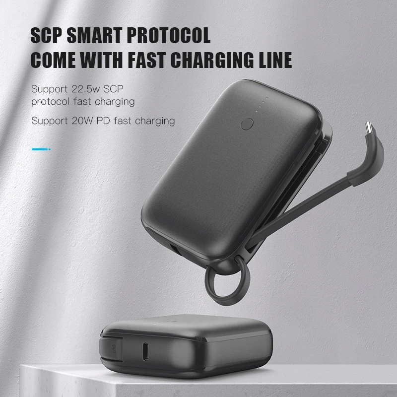 10000mAh Mini Power Bank With Type C Cable PD 22.5W Fast Charging Powerbank for iPhone 12 11 Pro Huawei Samsung Xiaomi Poverbank charging bank