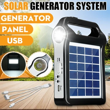 Panel de alimentación Solar portátil de 6V, sistema generador de almacenamiento, Cargador USB con iluminación de lámpara, Kit de sistema de energía Solar para el hogar