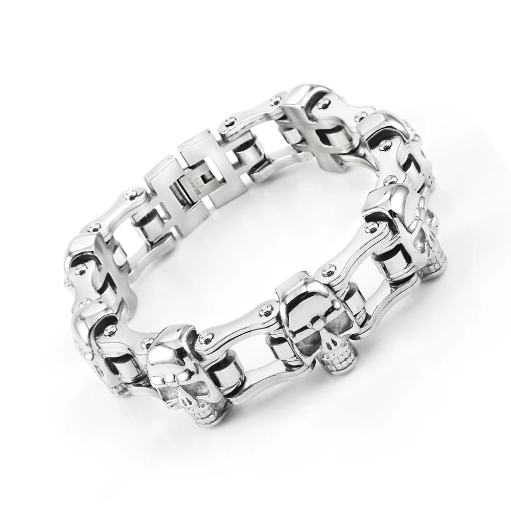 Men Skull Motorcycle Chain Bracelet 316L Stainless Steel stainless steel bracelet metal bracelet
