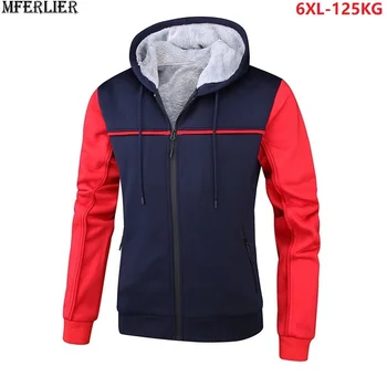 

high quality winter men thick jackets fleece warm high streetwear patchwork Hip hop Sweatshirt hooded plus size 5XL 6XL hoodies