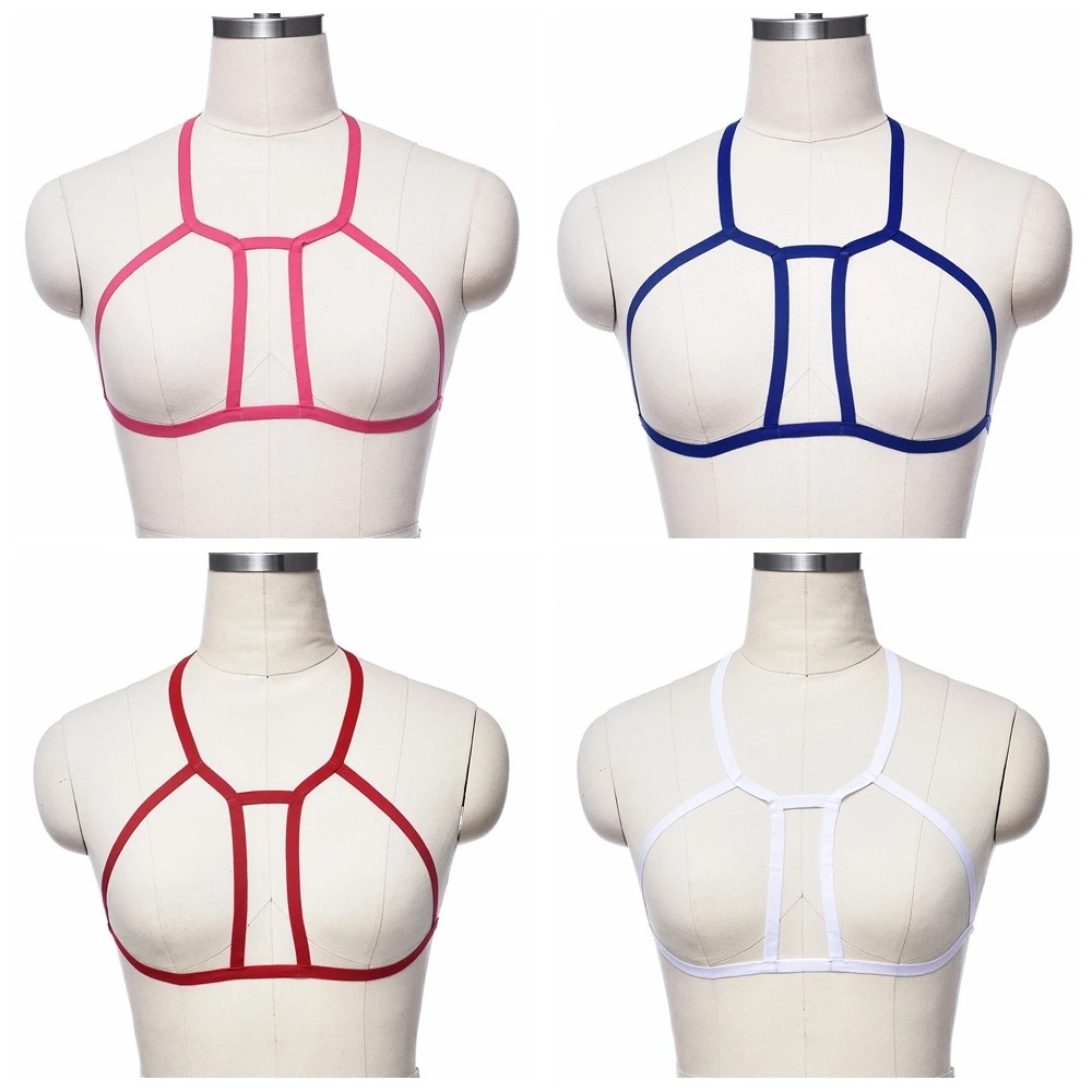 

6 Colors Harness Cage Brassiere Goth Elastic Adjustable Hollow Sexy Lingerie Bra Women Bondage Body Harness Belt