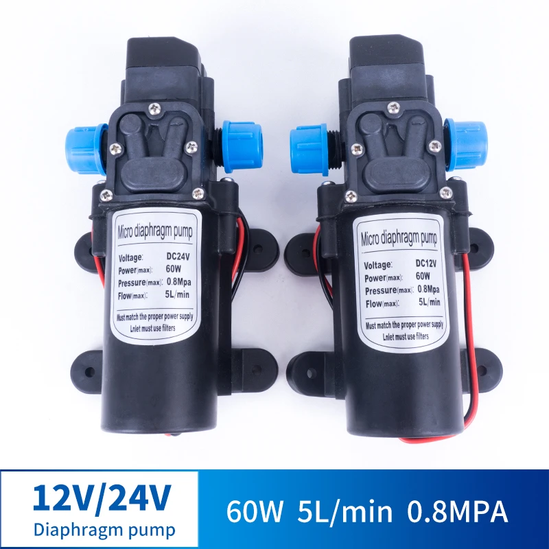 

12V 24V 60W 5L / Min Miniature High Pressure Diaphragm Pump With Pressure Switch Type Multi-function DC Pump