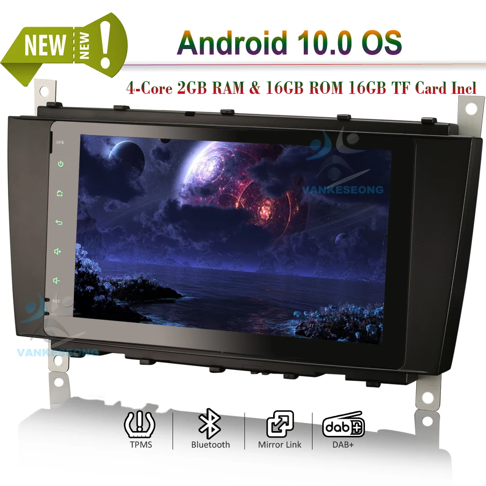 8&quot Andrloid 10.0 Autoradio Bluetooth Car Stereo System DAB+ CarPlay+ GPS 4G Radio for Mercedes Benz C-Class W203 - Цена: 