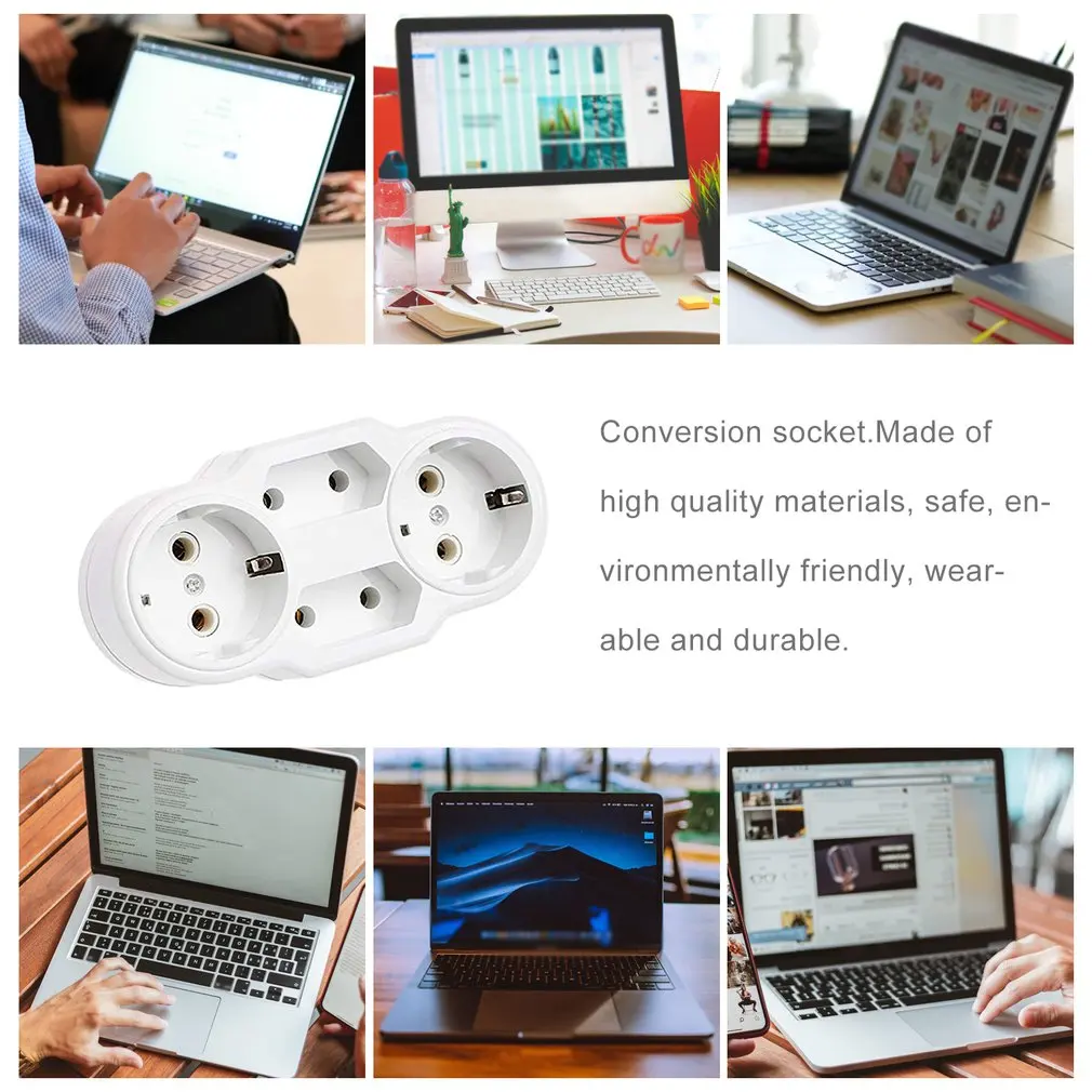 Triple Plug Protective Contact Multiple Plug Power Distribution Adapter EU to Russian Conversion Socket