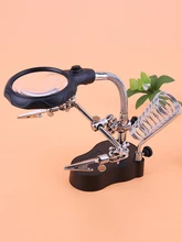  Welding Magnifying Glass with LED Light 3.5X-12X lens Auxiliary Clip Loupe Desktop Magnifier Third Hand Soldering Repair Tool 