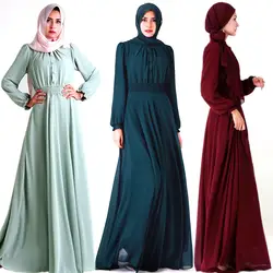 2019 новая Абая для женщин шифоновое платье с длинным рукавом женское мусульманское платье исламское платье макси SL1732