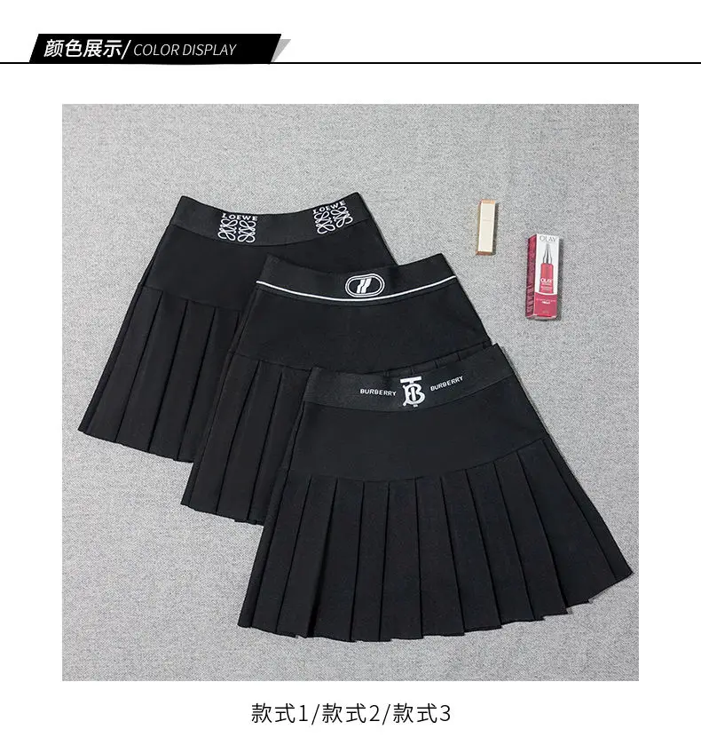 Женская юбка, новая Корейская версия, большой размер, с буквенным принтом, высокая талия, плиссированная юбка, юбка с эластичным поясом