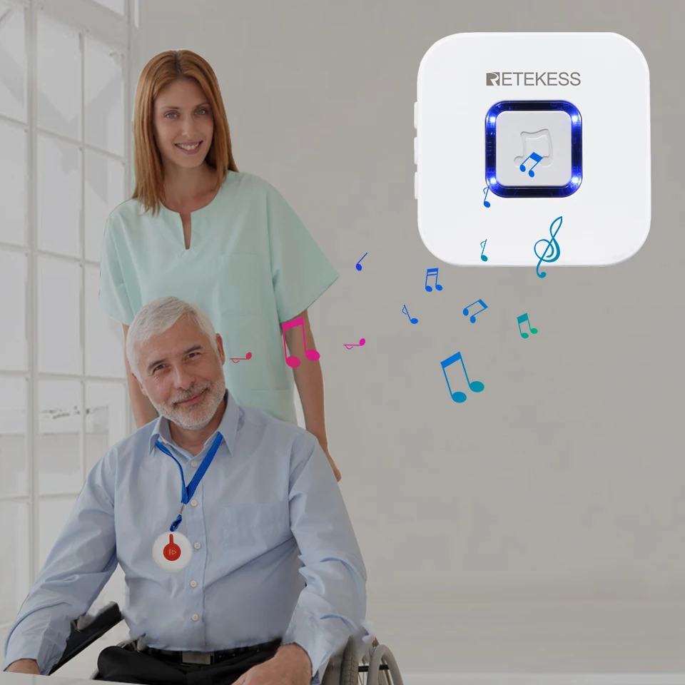 Retekess TH102 Medica Caregiver Pager Nurse Call Alert System Patient Help Hospital Grade Wireless Page Receiver for Healthcare