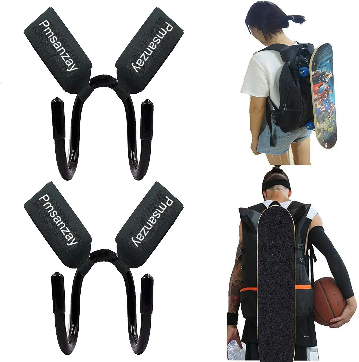 2x Deck Hook Skateboard Holder Carrier Dual Shoulder Backpack Hook