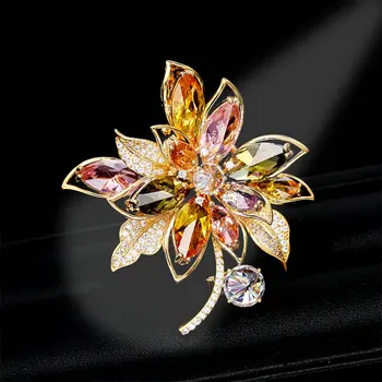 

SINZRY HOT trendy jewelry colorful cubic zirconia dazzling flower elegant suit brooch pin Korean stylish jewel