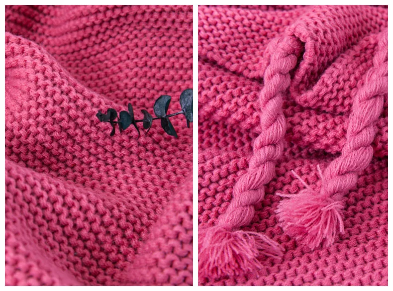 Nordic Sofa Blanket Office Leisure Knitted Blanket with Tassel Nap Air Conditioning Blanket Warm Shawl Rectangle 51X67 Inch