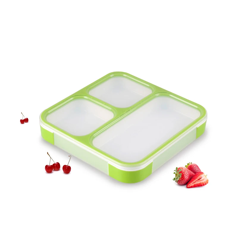 Green 3compartment 1200 мл, Ланч-бокс, контейнер для хранения продуктов, Microwavable, с отделениями, герметичные, термальные, Bento коробки для детей, Comida Ланчбокс - Цвет: Green 3compartment