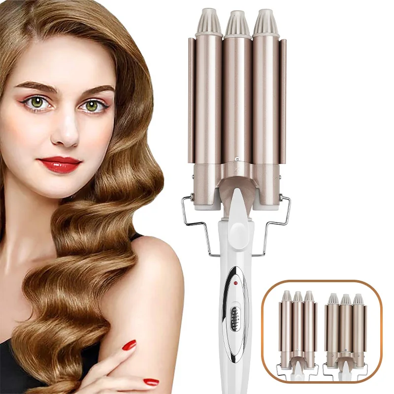 Egg Curling Iron Bubble Head Triple Barrel Water Ripple Small Curl Large Clipboard With LED Temperature Display | Дом и сад