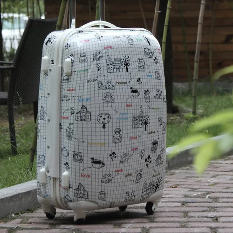 New Men Women Universal 4 Wheels Travel Trolley Bags Rolling Luggage Case 20 24 Inch Baggage
