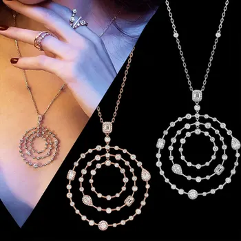 

GODKI Lucky Circle Necklace Jewelry For Women Wedding Party Full Cubic Zircon Dubai Bridal Jewelry 2020