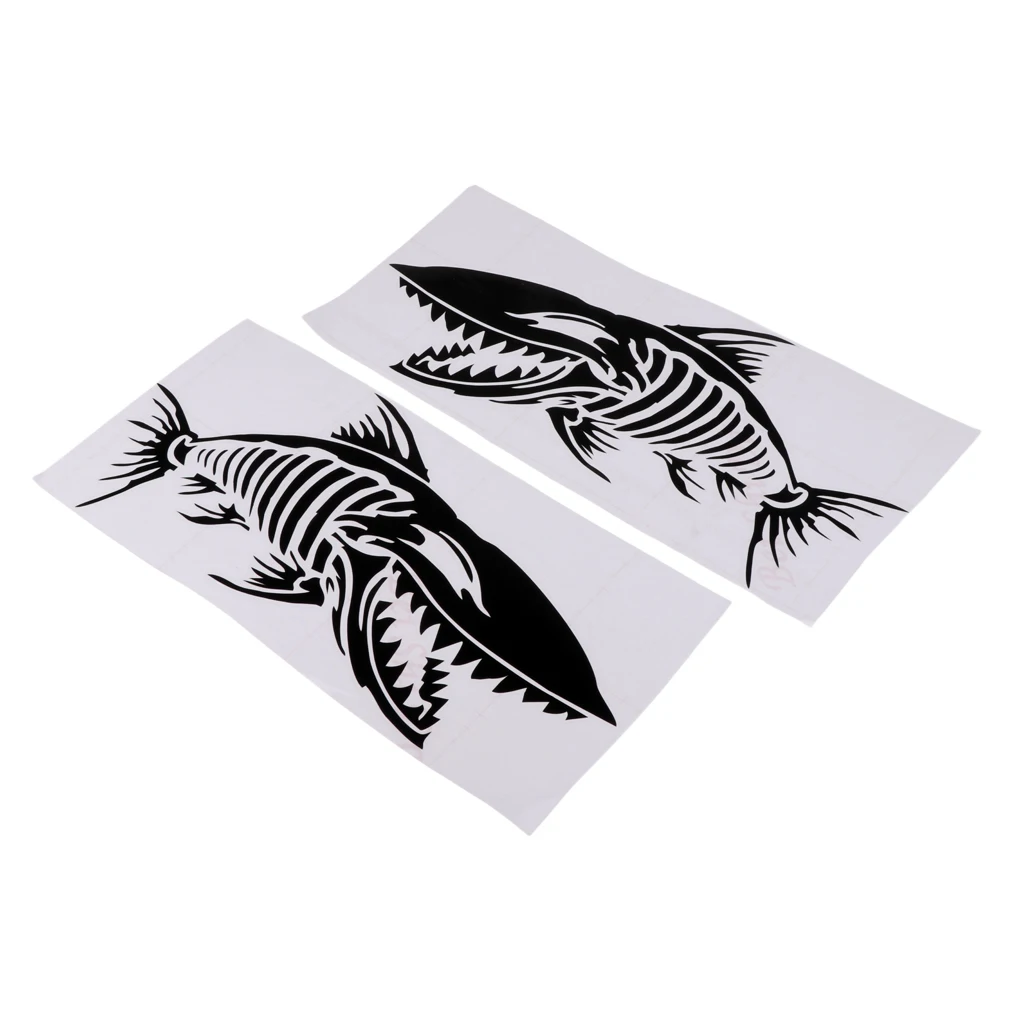 Pack 2 Black Skeleton Fish Bone Sticker Decal For Kayak Canoe Boat Graphics
