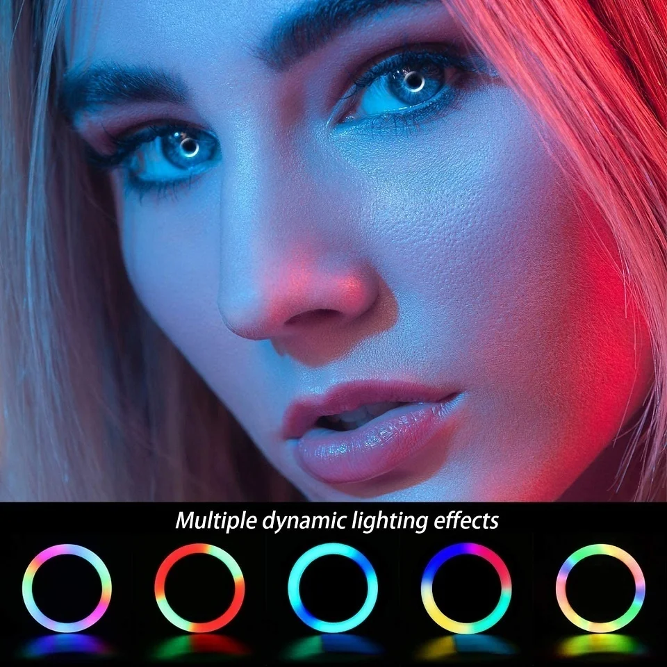12in 30cm Selfie Ring Light RGB Tripod Phone Stand Holder Photography RingLight Circle Fill Light Led Color Lamp Trepied Makeup