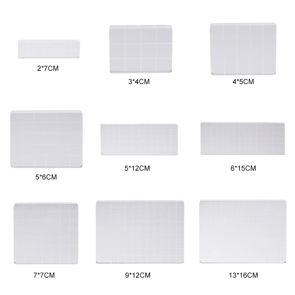 Transparency Acrylic Block with Grid Line DIY Seal Stamp Position Clear Stamping Tool for Scrapbooking Album Embossing Decor acrylic stamp block