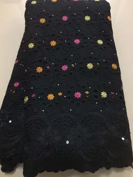 

Hot Selling 100% Cotton African Dry Lace Fabric Nigerian Lace Fabric 2019 High Quality Swiss Voile In Switzerland NLL4261 BLACK