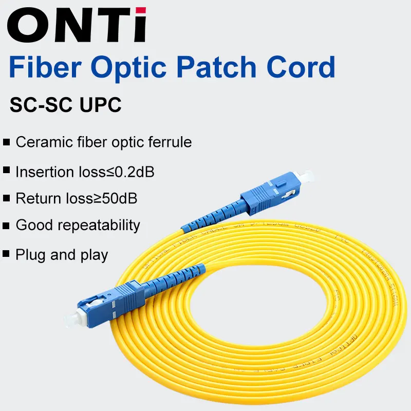 ONTi SC UPC для волоконный патч кабель 1 м 3 5 10 20 30 SX 2 0 мм FTTH SM оптический джемпер