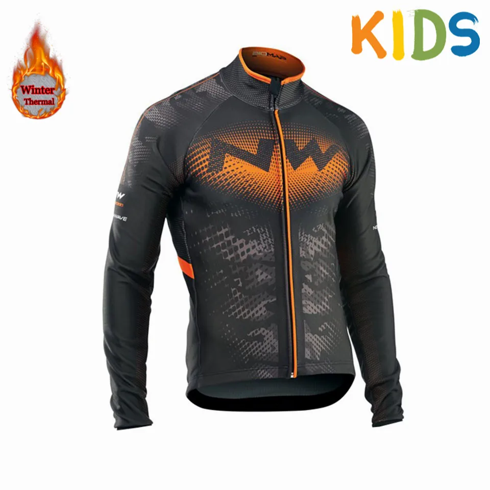 Зимний теплый флисовый Трикотажный костюм для велоспорта с длинным рукавом, одежда для горного велосипеда, одежда для велоспорта, комплект одежды для велоспорта, Fiets Kleding Kids - Color: 17