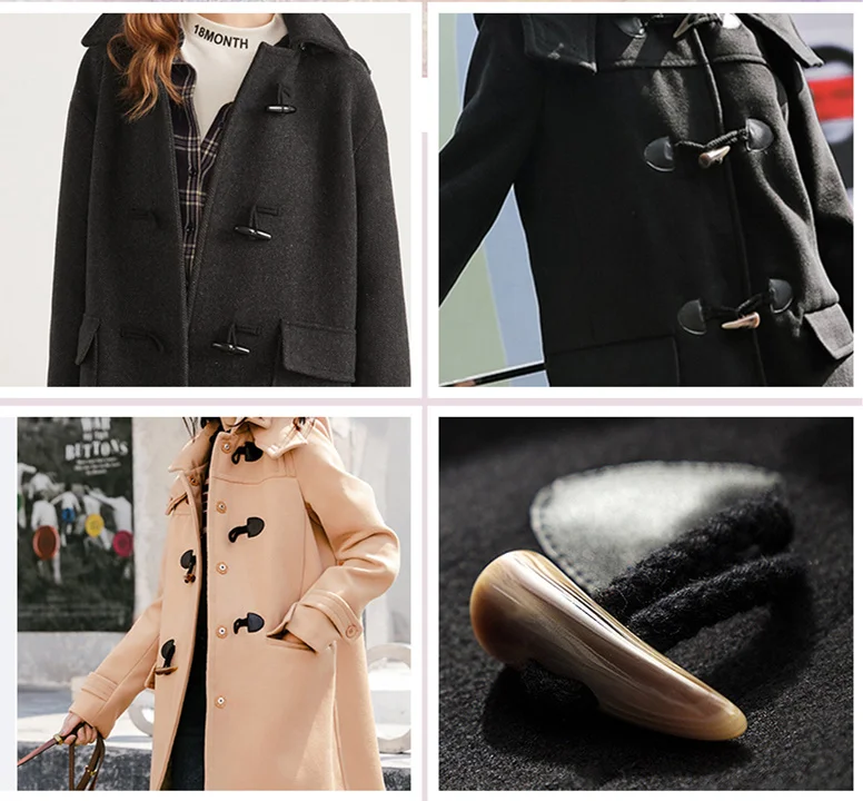 55mm Real Buffalo Horn Toggle Button Genuine Horn Buttons Duffle trench  Coats Game Keepers Coat 