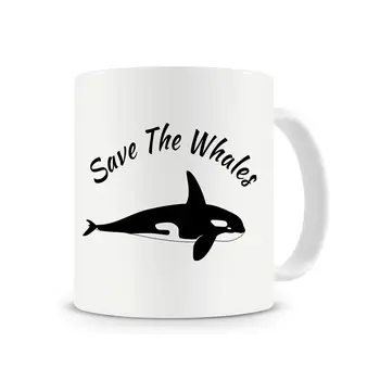 

Save The Whales Mug, Funny Coffee Mug, Whale Lover Mug, Orca Mug Cup with Stirring Spoon Whale Gifts