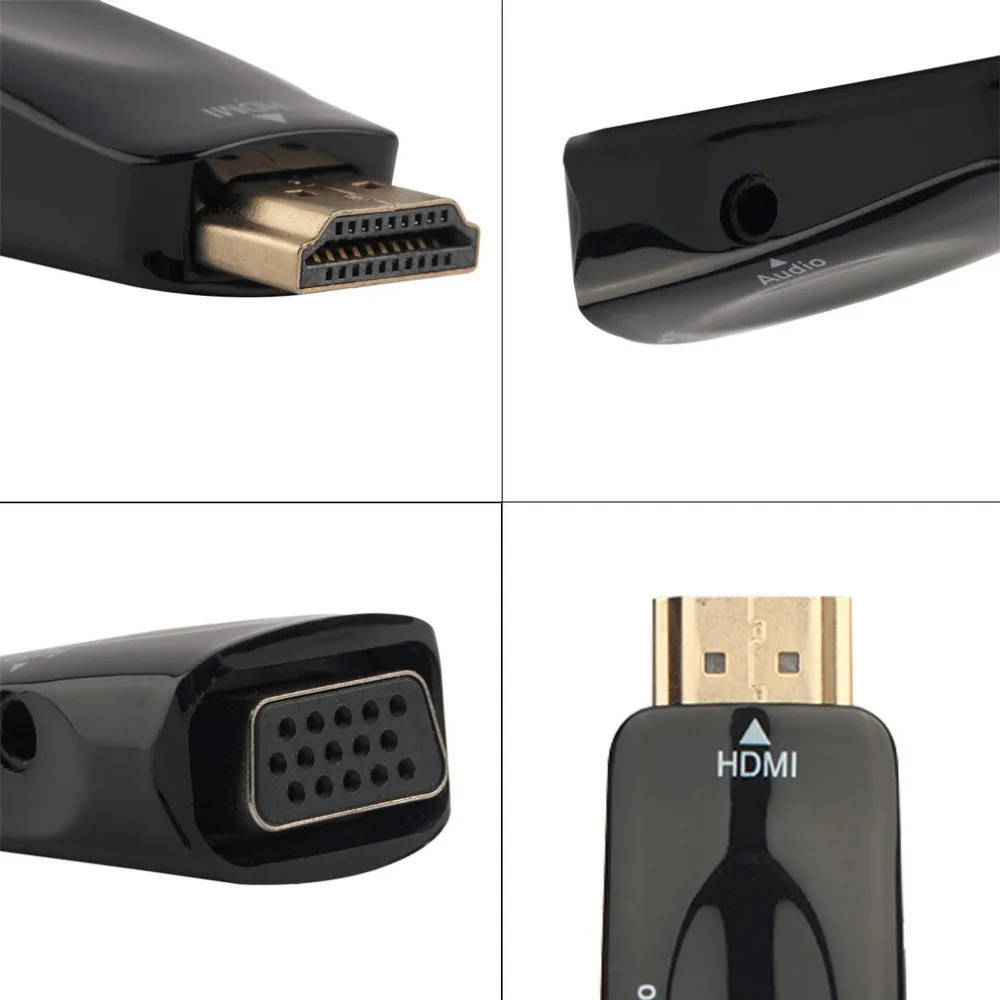HDMI штекер вставной конвертер для VGA коробка адаптер с аудио кабель для ПК HDTV+ 3,5 мм аудиокабель AV для ПК