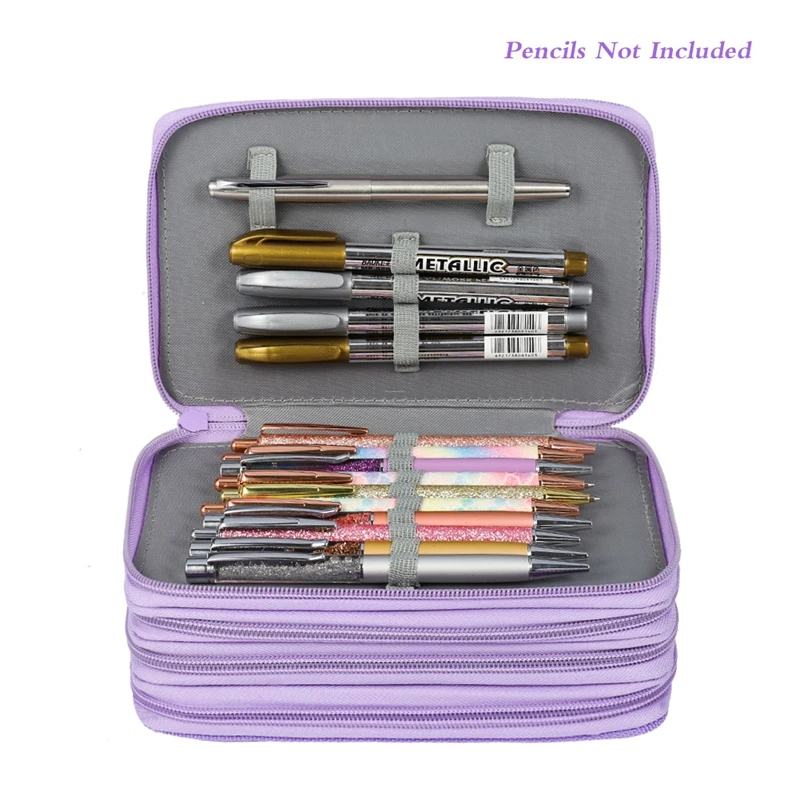 Pure Square Sketch Color Lead School Pencil Case Large Zipper Pen Bag Four Multi Layers Boy Girls Set Box Stationery Pouch