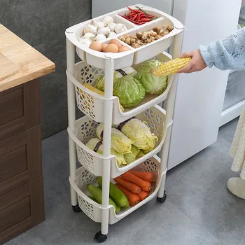 

Kitchen Carts Multi-layer Kitchen Trolley Cart Rolling Cart Fruit Vegetable Storage Shelf Rack Cart Workshop Trolley With Wheels
