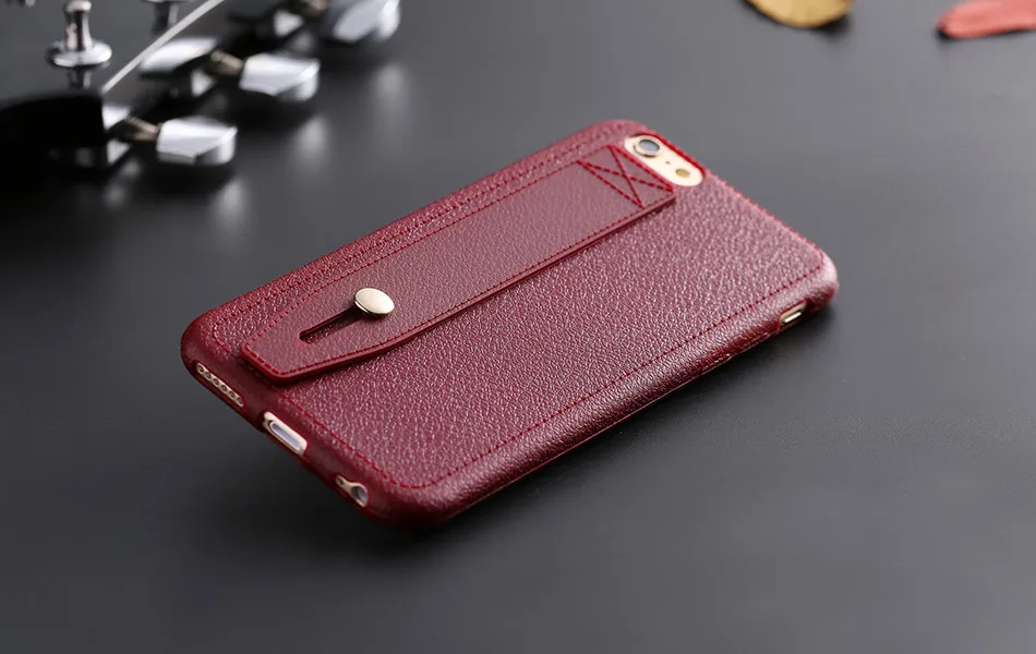 Vintage Case For iPhone 6 6S 7 Plus 5 5S SE Cover Flexible Hand Holder kickstand Leather Grain Silicone Cover For iPhone 6 6s 7 (9)