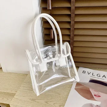 

Transparent Women's Bag Fashion Simple Hand Bill Of Lading Shoulder Diagonal Square Bag Chain Joker Jelly Bag Ladies Bag