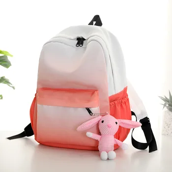 

Schoolbag female 2019 new gradient nylon backpack middle school student girl heart fashion outdoor backpack pendant