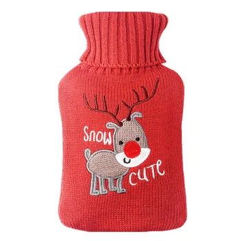 

Reusable And Portable Classic Rubber Hot Water Bottle With Cute Animal Embroidery Knit Cover Home Warming Hot Water Bag