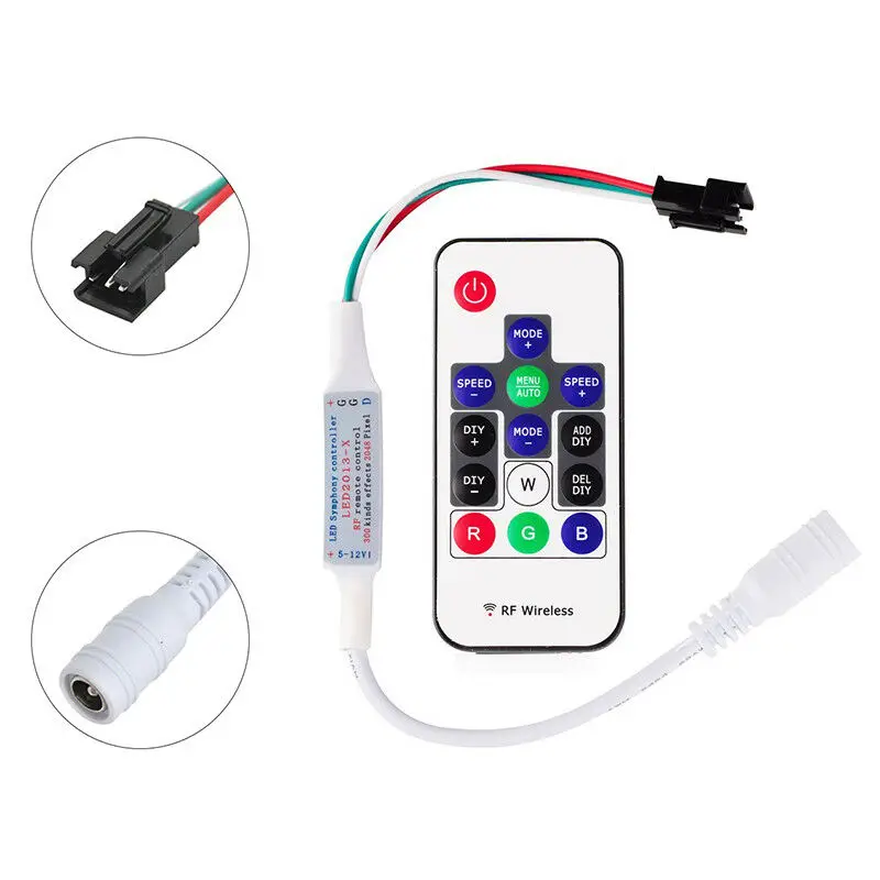 WS2812B WS2811 SK6812 светодиодный музыкальный пиксельный контроллер адресуемый беспроводной Радиочастотный контроль