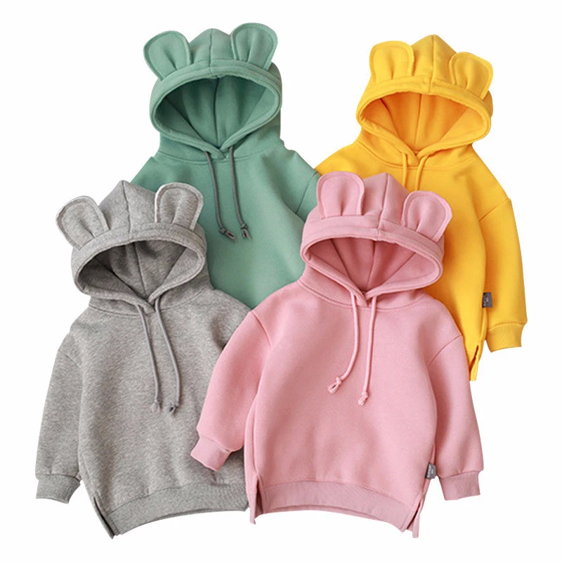 

Baby Kid Hooded Sweatshirt for Girls and Boys Cartoon Letter Solod Color Sweater Tops Autumn 2020 New Children Soft Warm Clothes